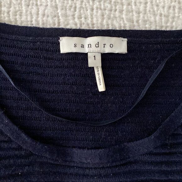 💛 Sandro Sweater Knit Style Top with Leather Detail - Picture 2 of 5